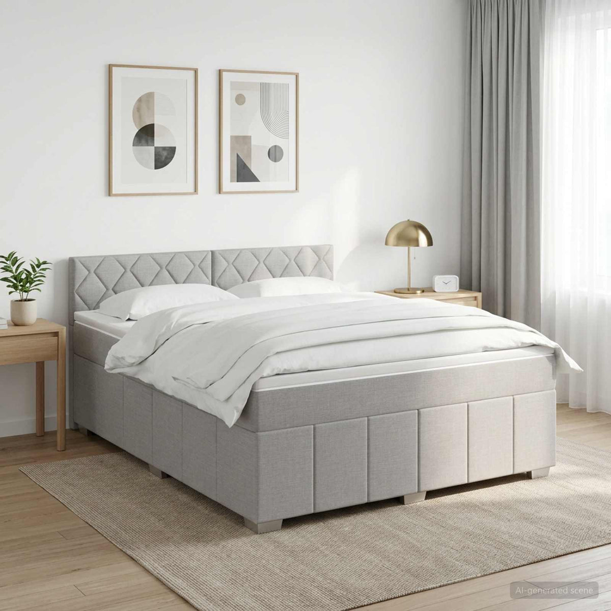 Boxspringbed met matras Lichtgrijs 160 x 200 cm Stof is nu te koop bij PeponiXL, paradijselijk wonen!