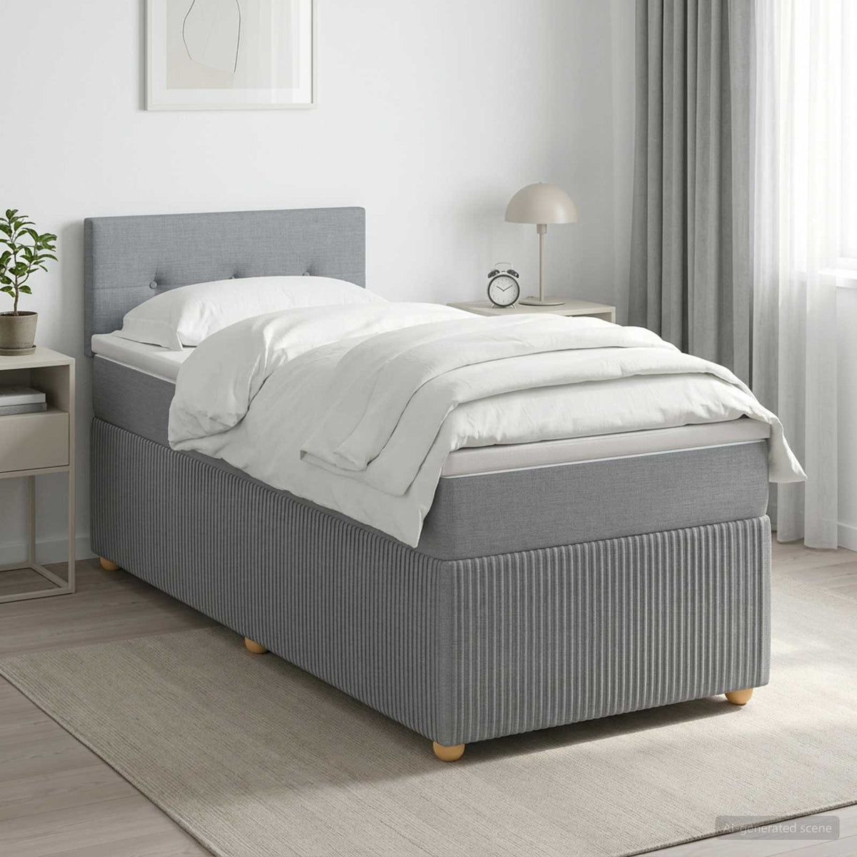 Boxspringbed met matras Lichtgrijs 100 x 200 cm Stof is nu te koop bij PeponiXL, paradijselijk wonen!