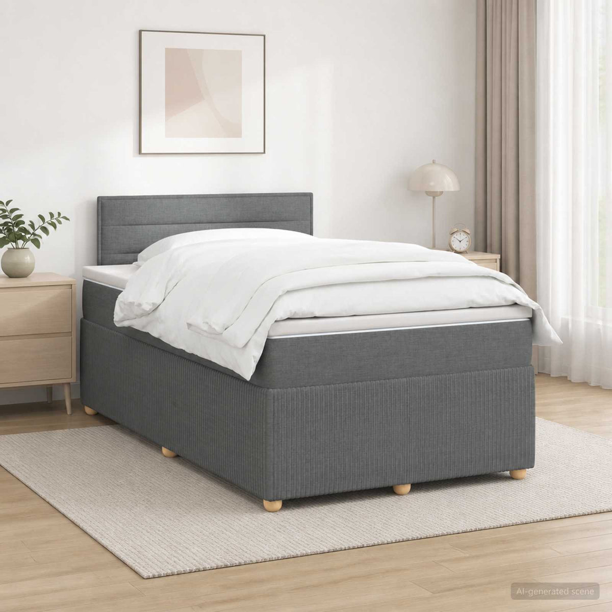 Boxspringbed met matras Donkergrijs 120 x 200 cm Stof is nu te koop bij PeponiXL, paradijselijk wonen!
