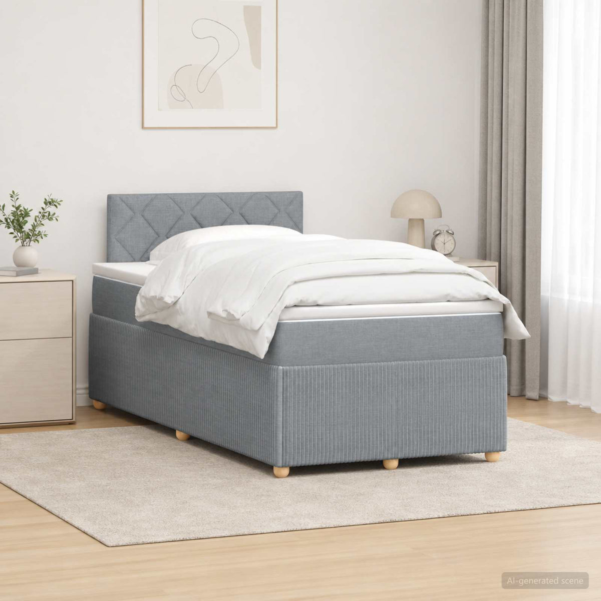 Boxspringbed met matras Lichtgrijs 120 x 200 cm Stof is nu te koop bij PeponiXL, paradijselijk wonen!