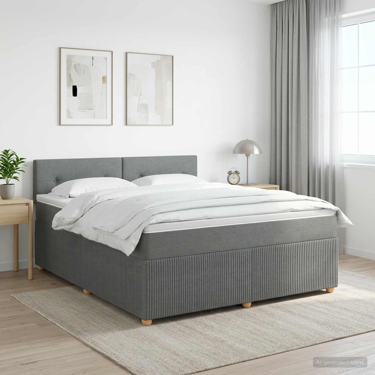Boxspringbed met matras Donkergrijs 180 x 200 cm Stof is nu te koop bij PeponiXL, paradijselijk wonen!