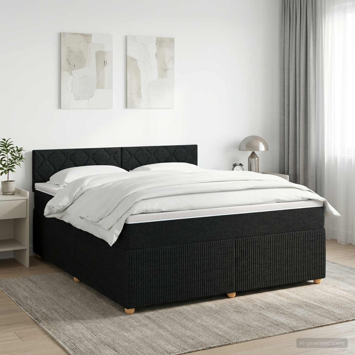 vidaXL Boxspringbed met matras met hoofdeinde Zwart 160 x 200 cm Stof