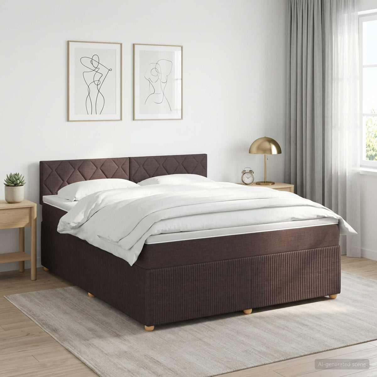 vidaXL Boxspringbed met matras Donkerbruin 160 x 200 cm Stof