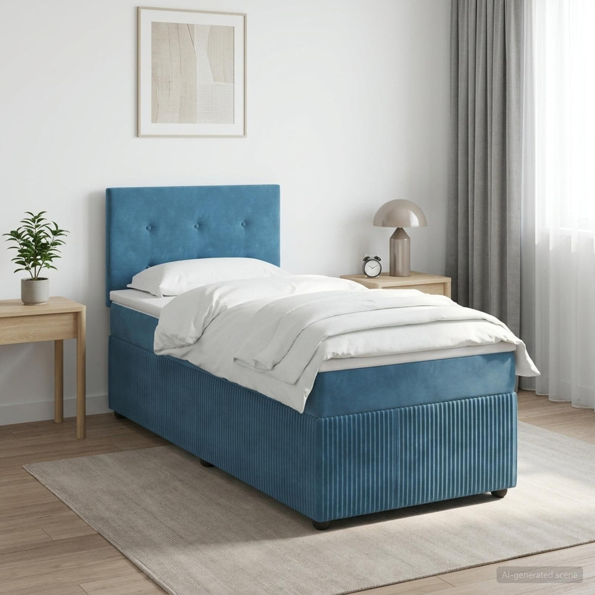 Boxspringbed met matras Donkerblauw 100 x 200 cm Fluweel is nu te koop bij PeponiXL, paradijselijk wonen!