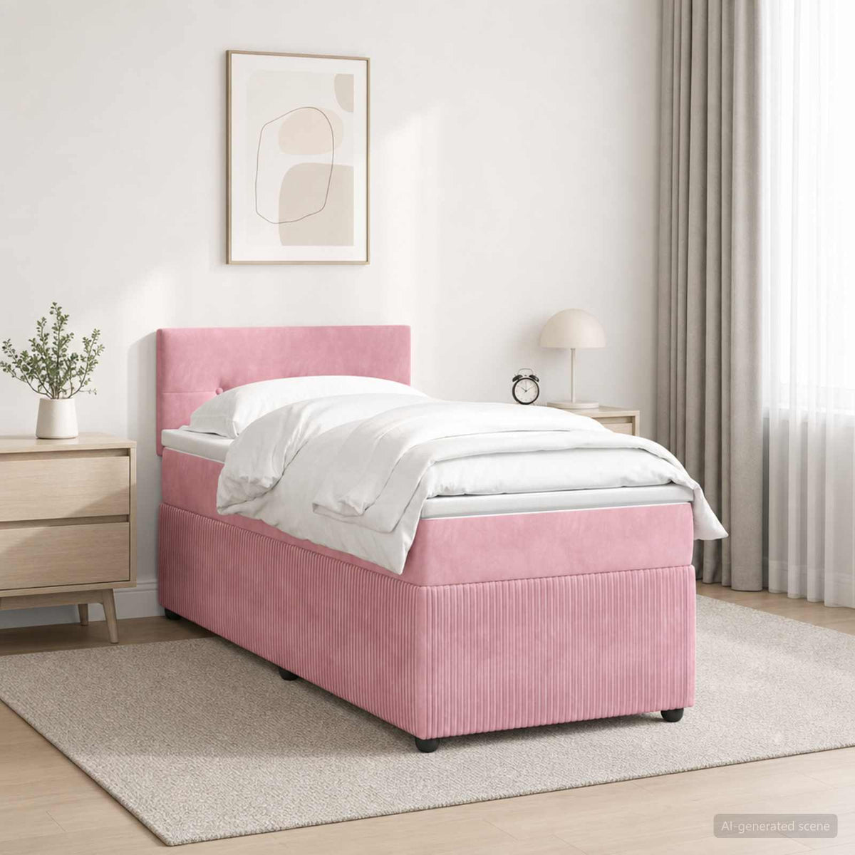 Boxspringbed met matras met hoofdeinde Roze 80 x 200 cm Fluweel is nu te koop bij PeponiXL, paradijselijk wonen!