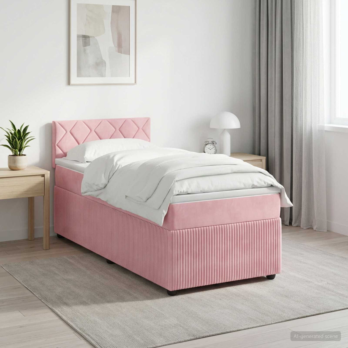 vidaXL Boxspringbed met matras met hoofdeinde Roze 80 x 200 cm Fluweel