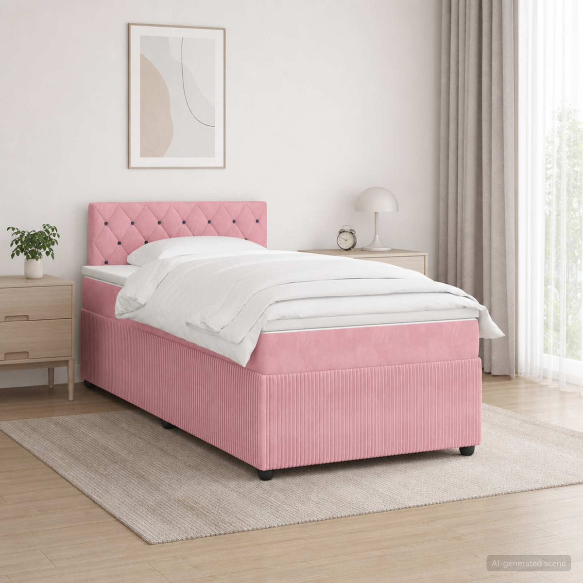 Boxspringbed met matras Roze 120 x 190 cm Fluweel is nu te koop bij PeponiXL, paradijselijk wonen!