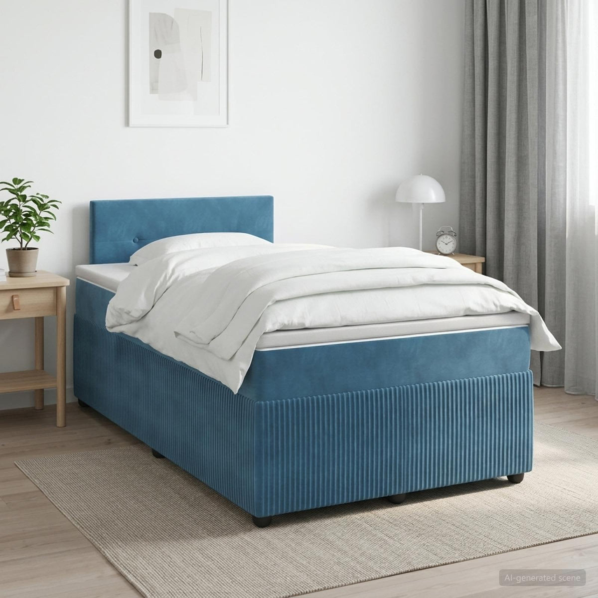 Boxspringbed met matras Blauw 120 x 190 cm Fluweel is nu te koop bij PeponiXL, paradijselijk wonen!