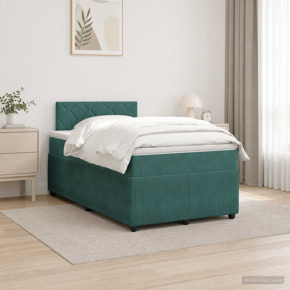 Boxspringbed met matras Donkergroen 120 x 200 cm Fluweel is nu te koop bij PeponiXL, paradijselijk wonen!