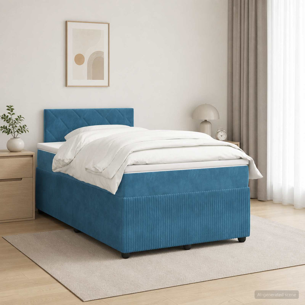 vidaXL Boxspringbed met matras Donkerblauw 120 x 200 cm Fluweel