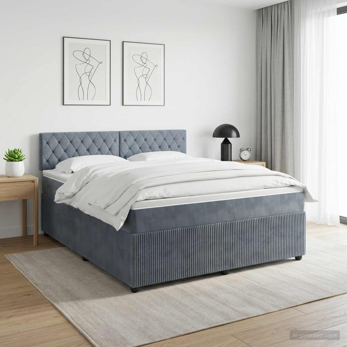 Boxspringbed met matras Donkergrijs 180 x 200 cm Fluweel is nu te koop bij PeponiXL, paradijselijk wonen!