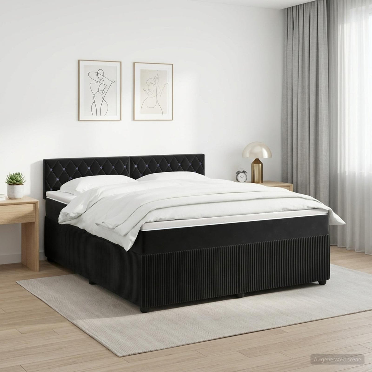 Boxspringbed met matras Zwart 160 x 200 cm Fluweel is nu te koop bij PeponiXL, paradijselijk wonen!