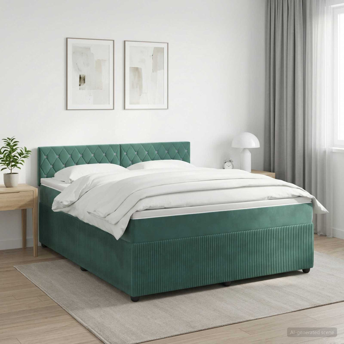 vidaXL Boxspringbed met matras Donkergroen 180 x 200 cm Fluweel