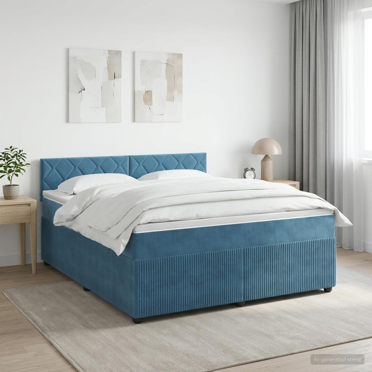 Boxspringbed met matras Donkerblauw 160 x 200 cm Fluweel is nu te koop bij PeponiXL, paradijselijk wonen!