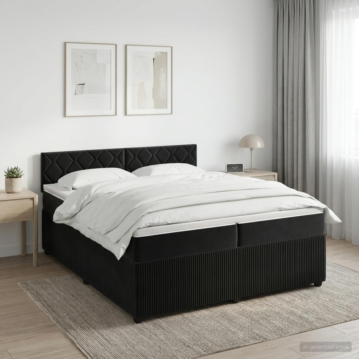 Boxspringbed met matras Zwart 200 x 200 cm Fluweel is nu te koop bij PeponiXL, paradijselijk wonen!