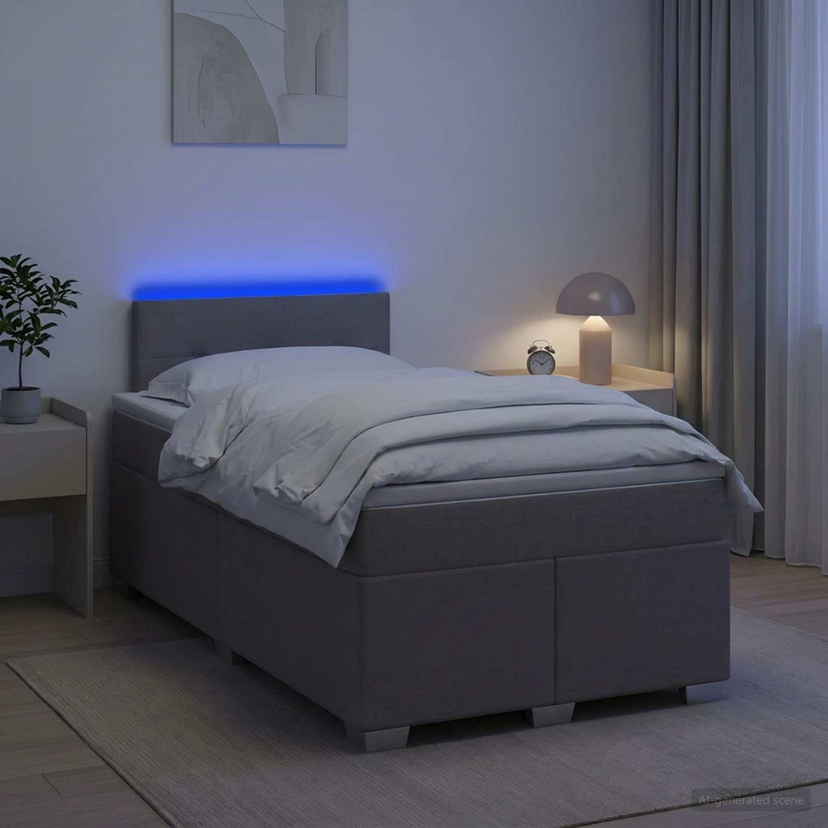 Boxspring Bed met Matras en LED Taupe 120 x 190 cm Stof is nu te koop bij PeponiXL, paradijselijk wonen!