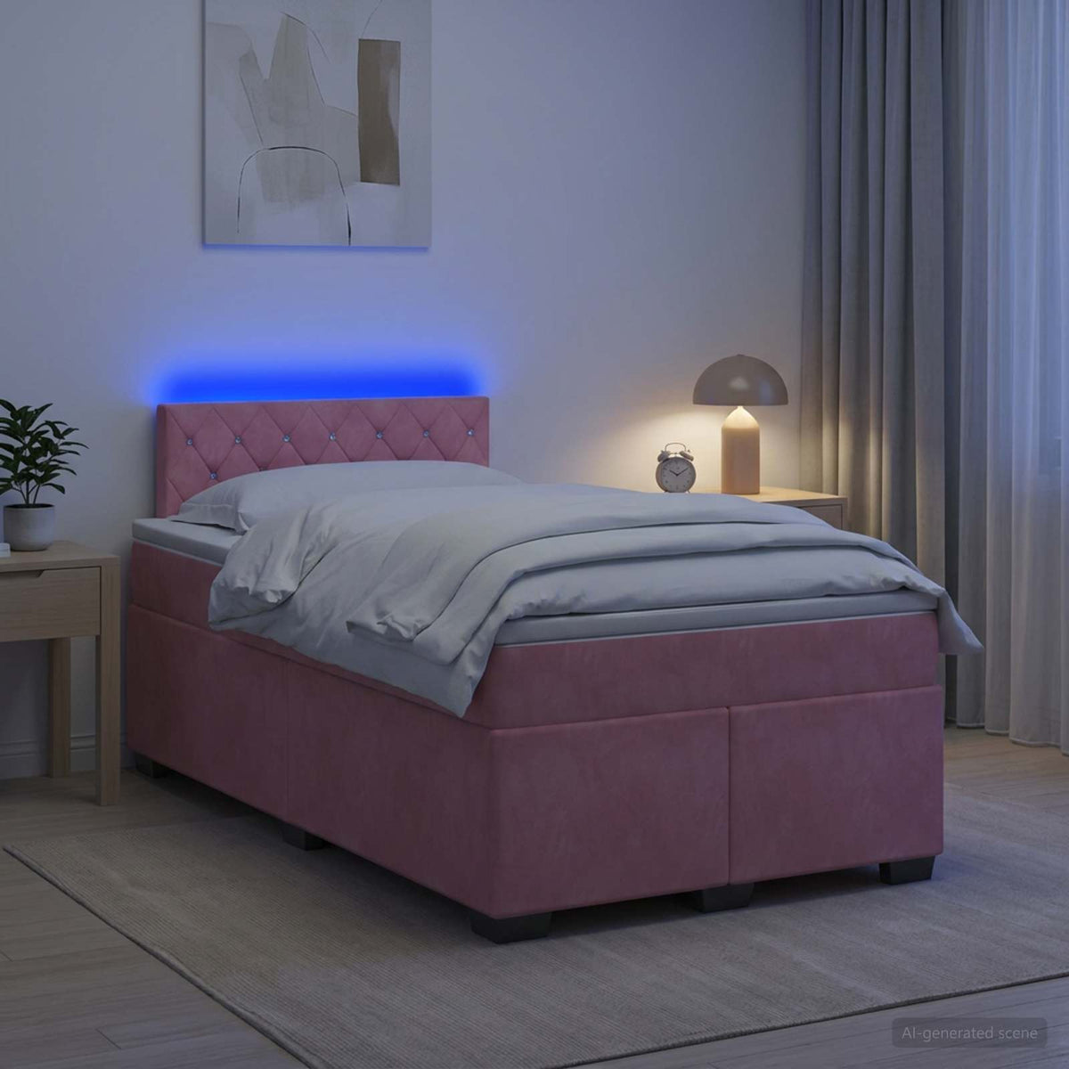 Boxspring Bed met Matras en LED Roze 120 x 200 cm fluweel is nu te koop bij PeponiXL, paradijselijk wonen!