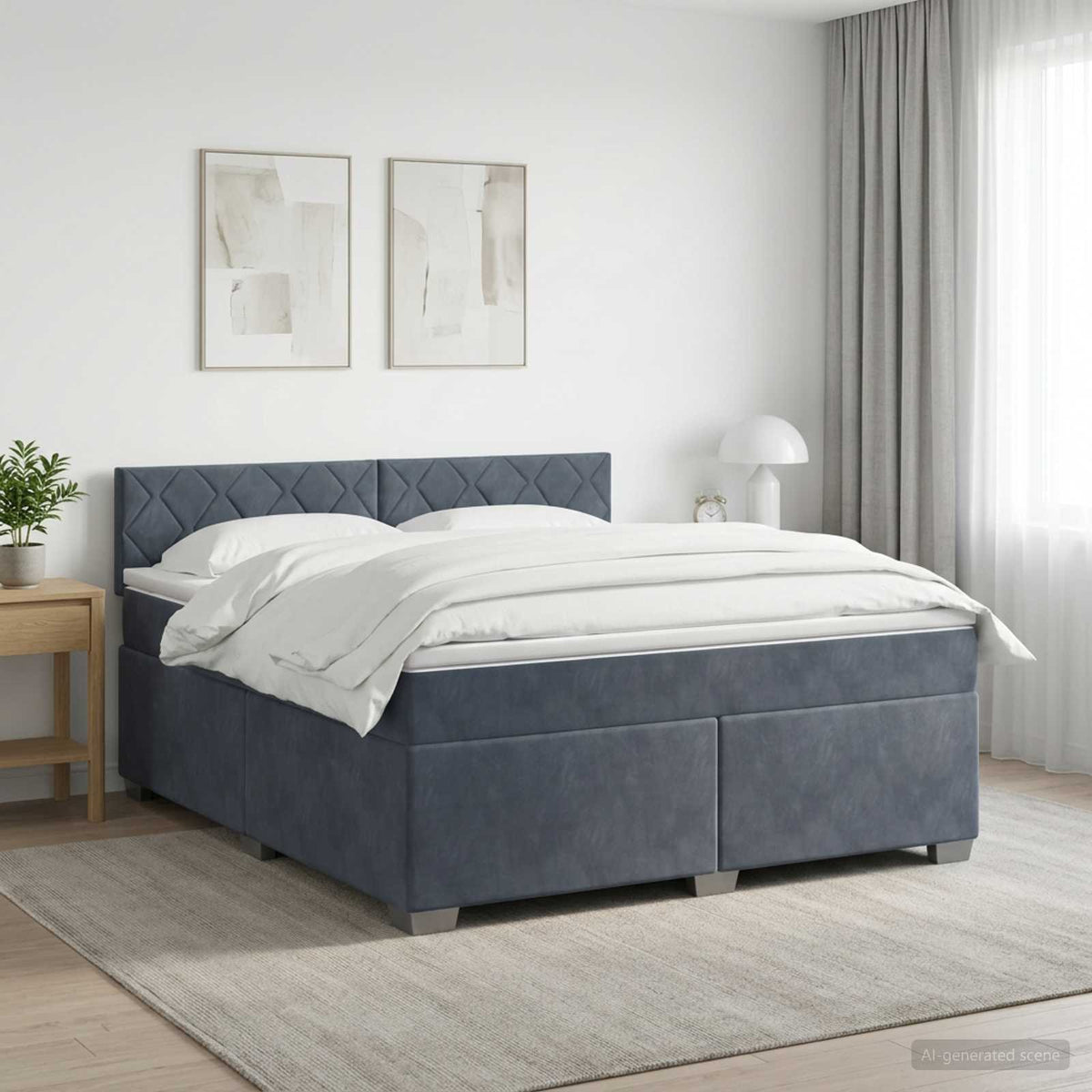 Boxspring Bed met Matras en LED Donkergrijs 140 x 200 cm is nu te koop bij PeponiXL, paradijselijk wonen!