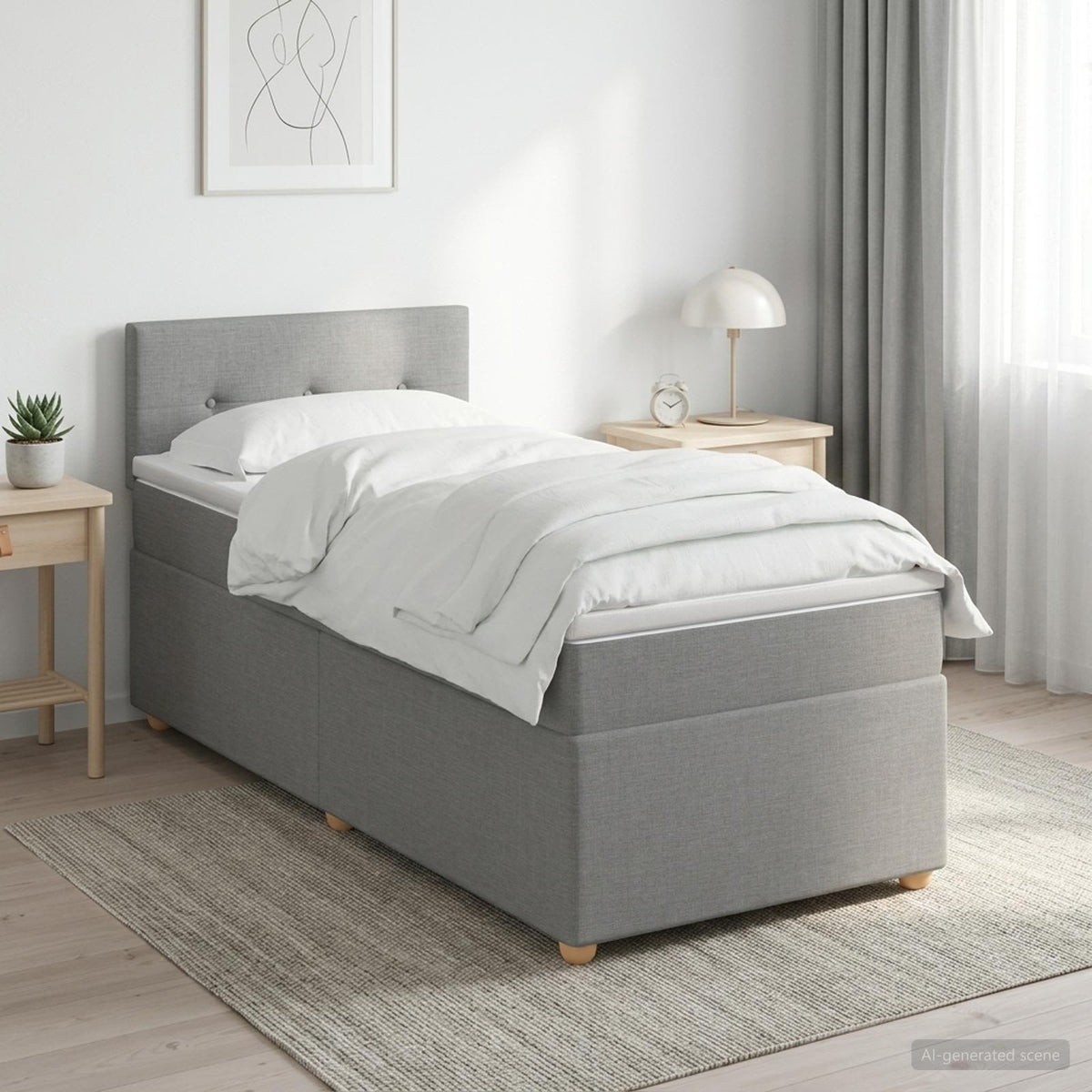 Boxspringbed met matras Lichtgrijs 80 x 200 cm Stof is nu te koop bij PeponiXL, paradijselijk wonen!