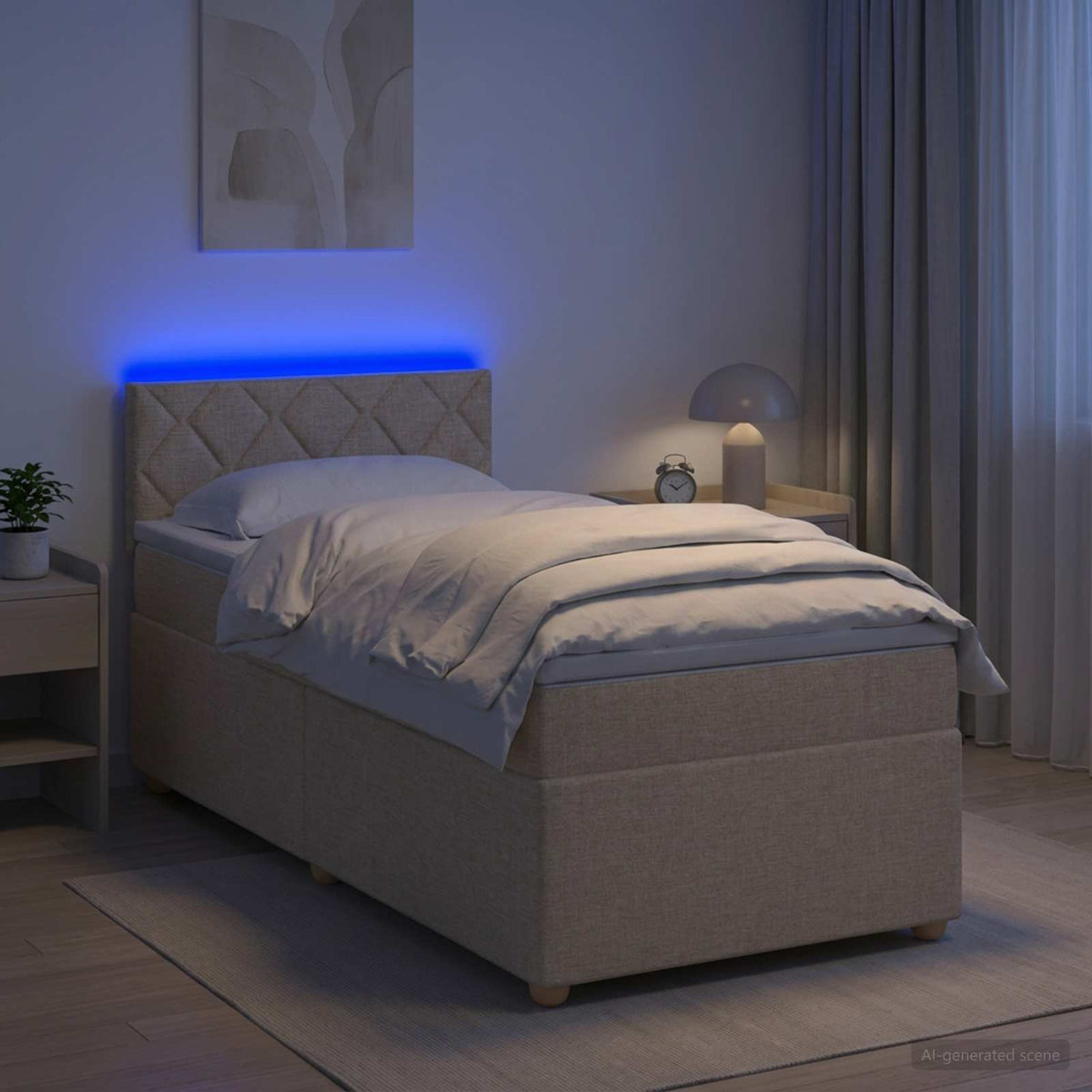 vidaXL Boxspringbed met matras Crèmekleurig 100 x 200 cm Stof