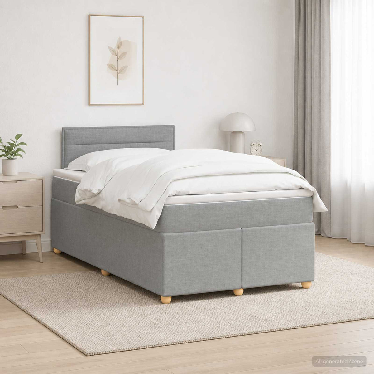 Boxspringbed met matras Lichtgrijs 120 x 200 cm Stof is nu te koop bij PeponiXL, paradijselijk wonen!
