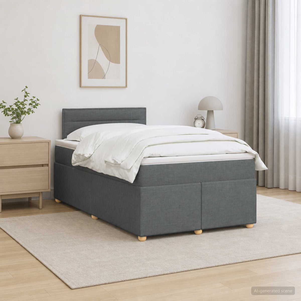 Boxspringbed met matras Donkergrijs 120 x 190 cm Stof is nu te koop bij PeponiXL, paradijselijk wonen!