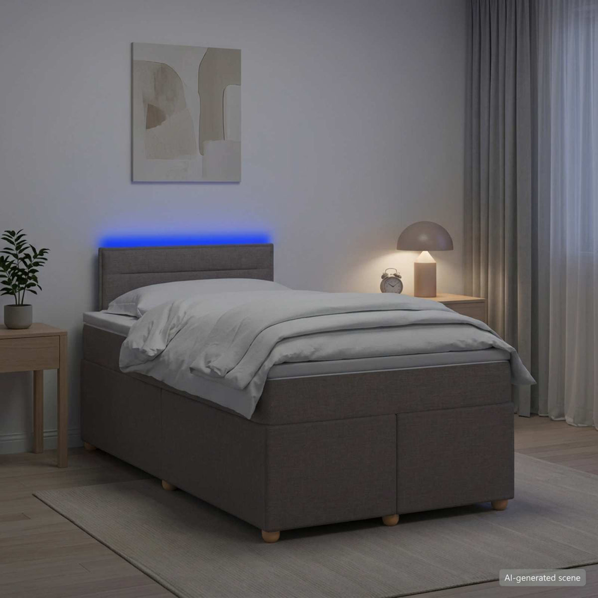 Boxspringbed met matras met hoofdeinde Taupe 120 x 200 cm Stof is nu te koop bij PeponiXL, paradijselijk wonen!