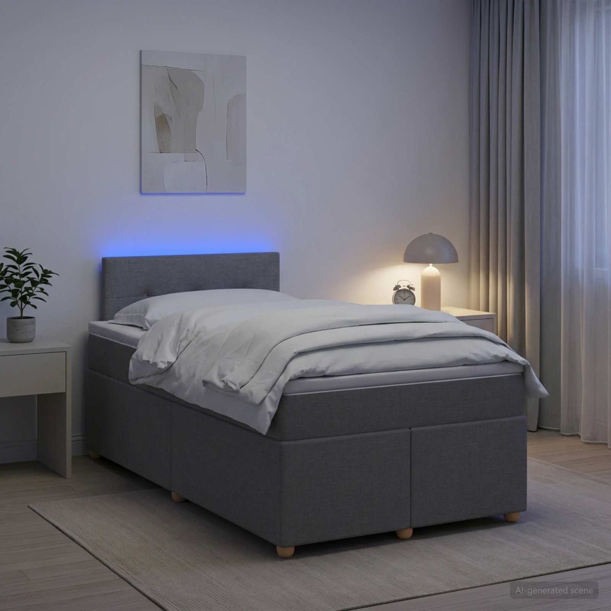 Boxspringbed met matras Lichtgrijs 120 x 200 cm Stof is nu te koop bij PeponiXL, paradijselijk wonen!