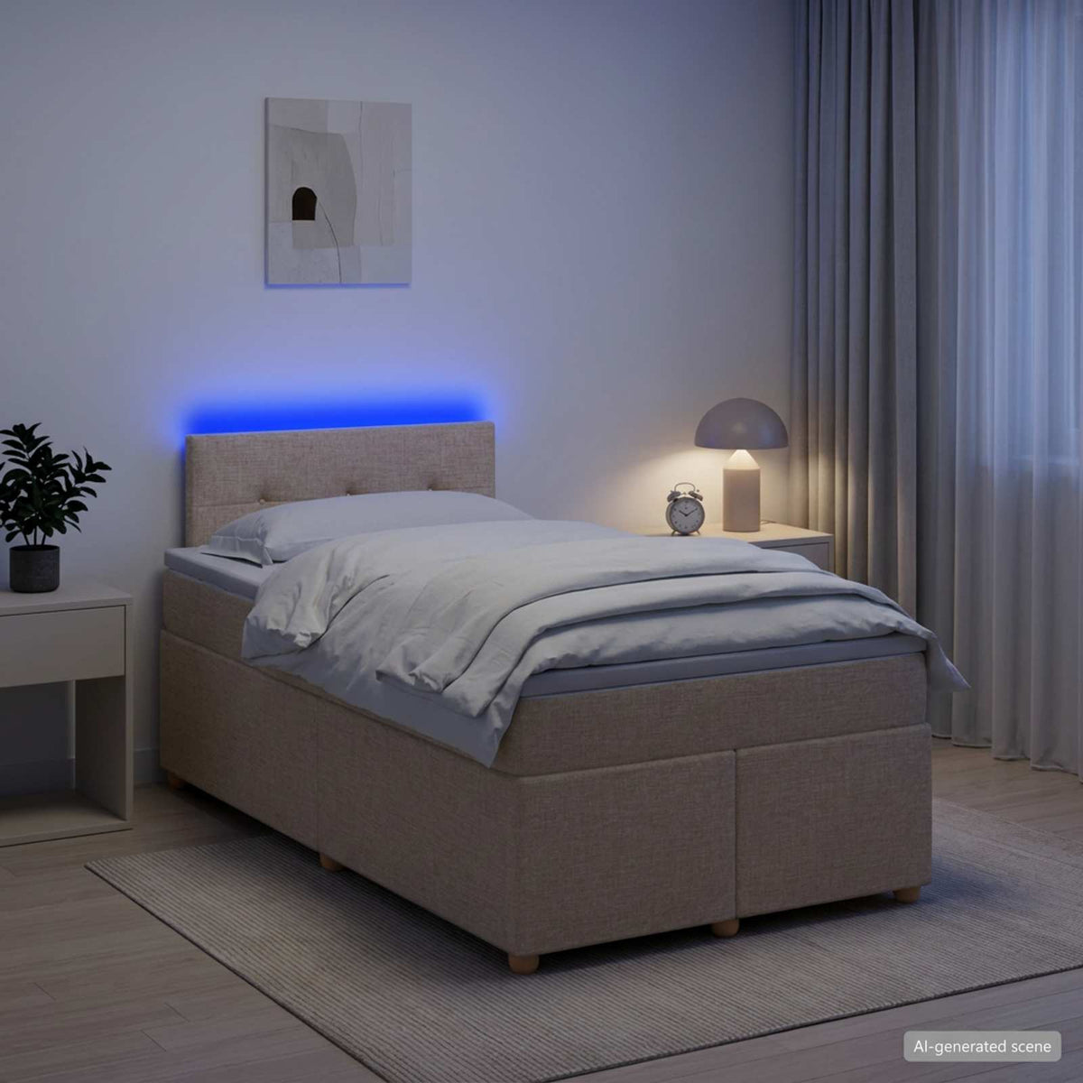 vidaXL Boxspringbed met matras Crèmekleurig 120 x 200 cm Stof