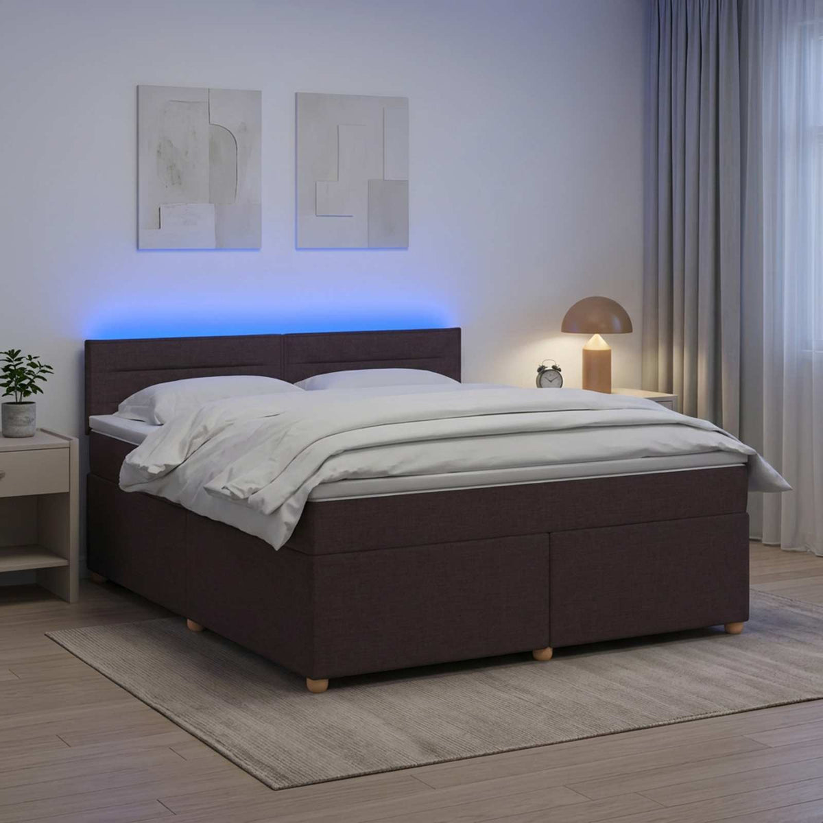 Boxspringbed met matras Donkerbruin 160 x 200 cm Stof is nu te koop bij PeponiXL, paradijselijk wonen!