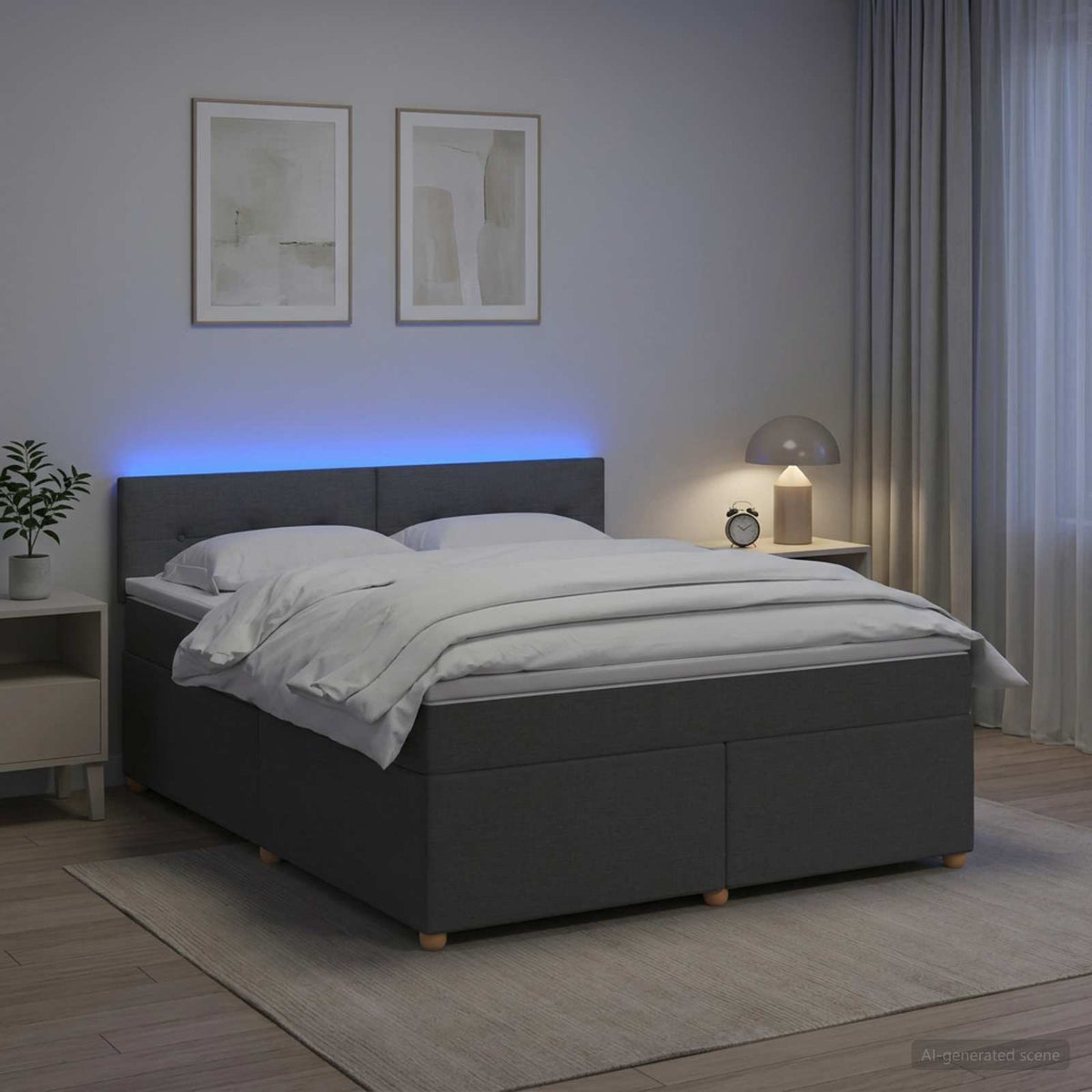 Boxspringbed met matras Donkergrijs 180 x 200 cm Stof is nu te koop bij PeponiXL, paradijselijk wonen!