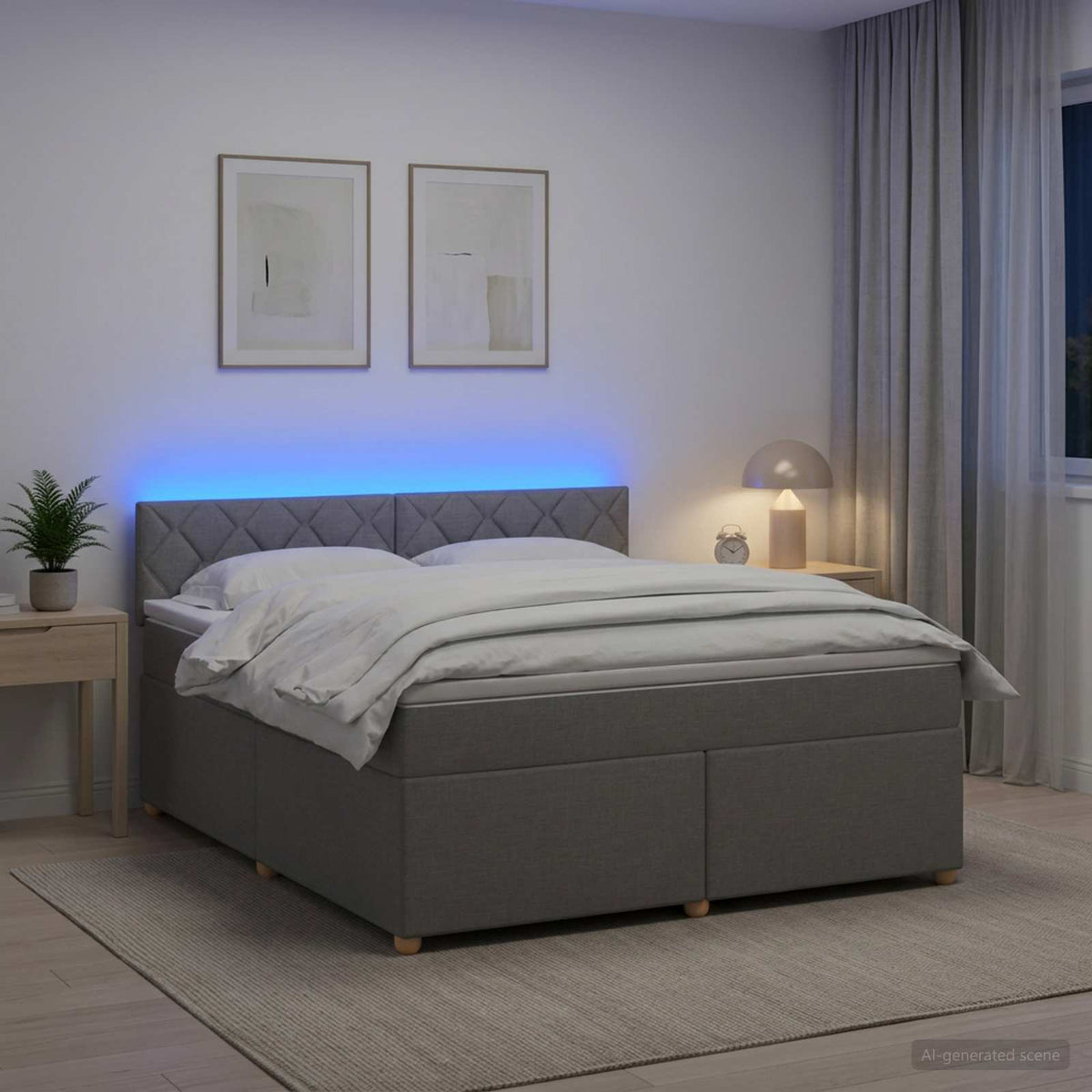 Boxspringbed met matras Lichtgrijs 180 x 200 cm Stof is nu te koop bij PeponiXL, paradijselijk wonen!