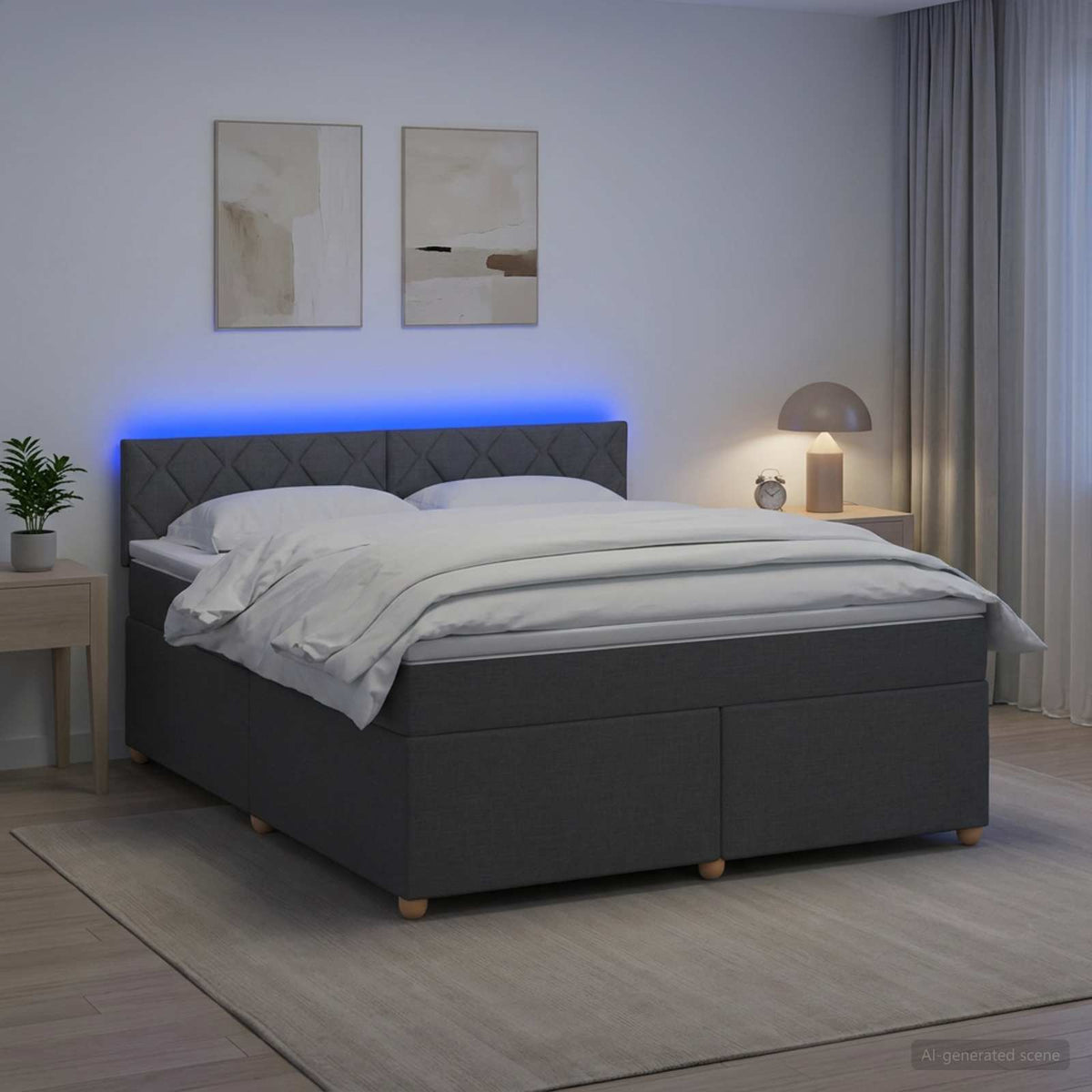 Boxspringbed met matras Donkergrijs 140 x 190 cm Stof is nu te koop bij PeponiXL, paradijselijk wonen!