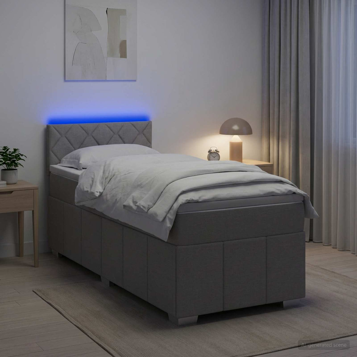 Boxspringbed met matras Lichtgrijs 100 x 200 cm Stof is nu te koop bij PeponiXL, paradijselijk wonen!