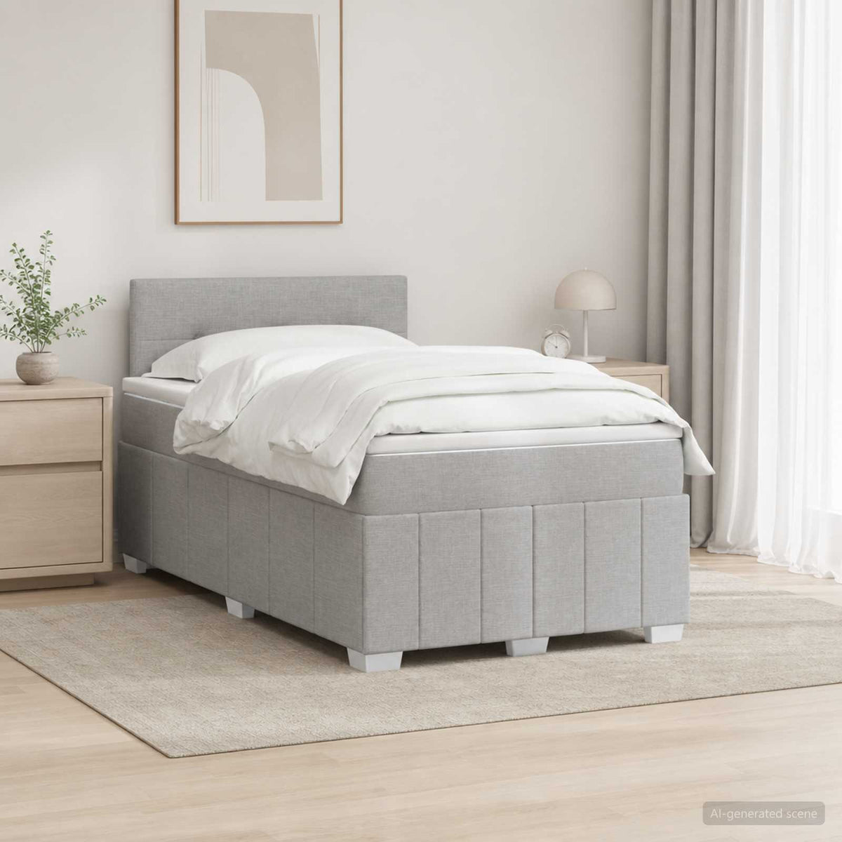 Boxspringbed met matras Lichtgrijs 120 x 190 cm Stof is nu te koop bij PeponiXL, paradijselijk wonen!