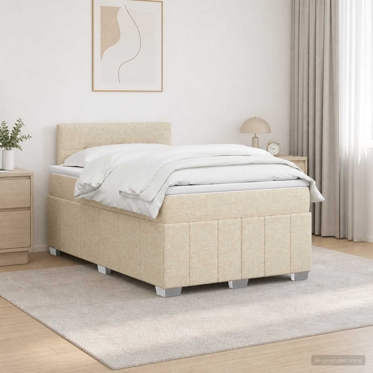 Boxspringbed met matras Crèmekleurig 120 x 190 cm Stof is nu te koop bij PeponiXL, paradijselijk wonen!