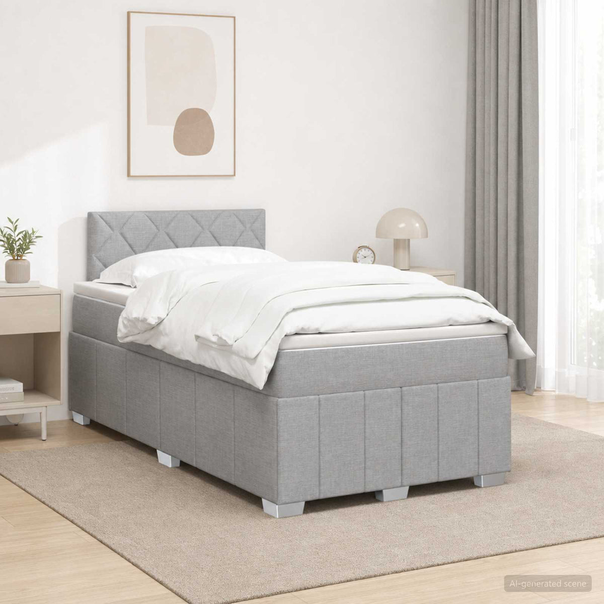 Boxspringbed met matras Lichtgrijs 120 x 190 cm Stof is nu te koop bij PeponiXL, paradijselijk wonen!