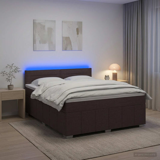 Boxspringbed met matras Donkerbruin 160 x 200 cm Stof is nu te koop bij PeponiXL, paradijselijk wonen!