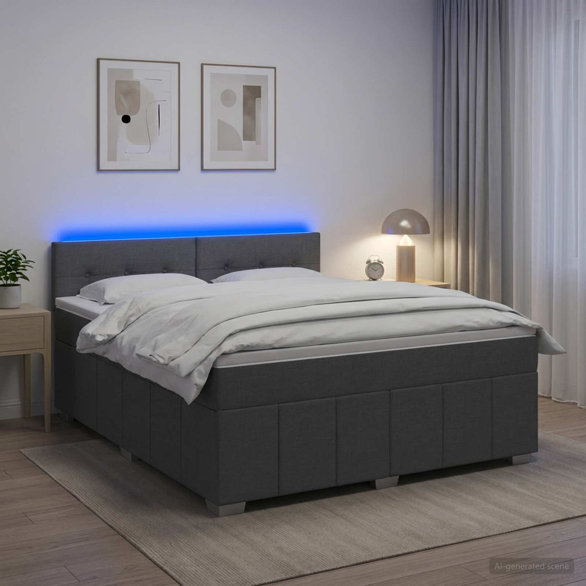 Boxspringbed met matras Donkergrijs 180 x 200 cm Stof is nu te koop bij PeponiXL, paradijselijk wonen!