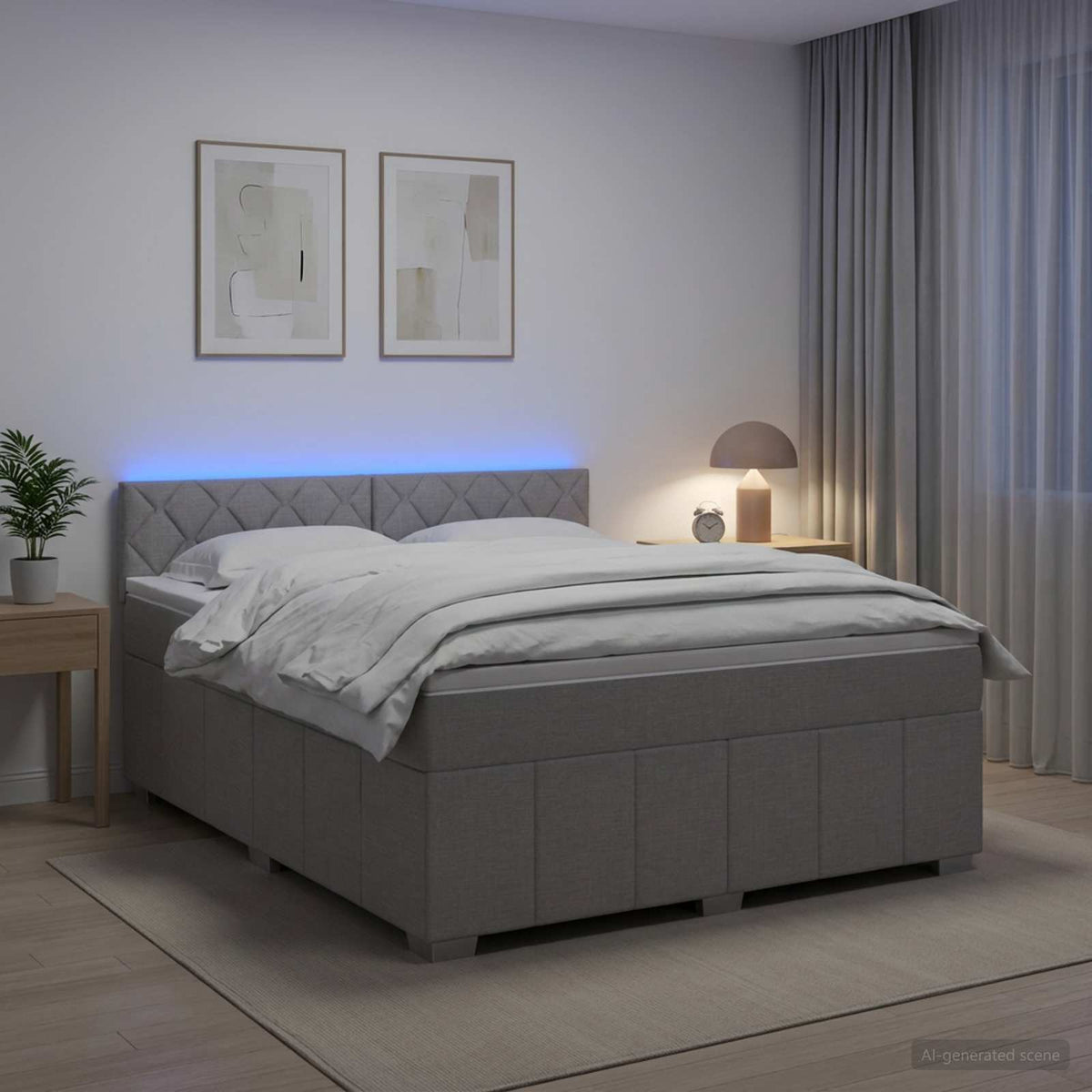 Boxspringbed met matras Lichtgrijs 160 x 200 cm Stof is nu te koop bij PeponiXL, paradijselijk wonen!