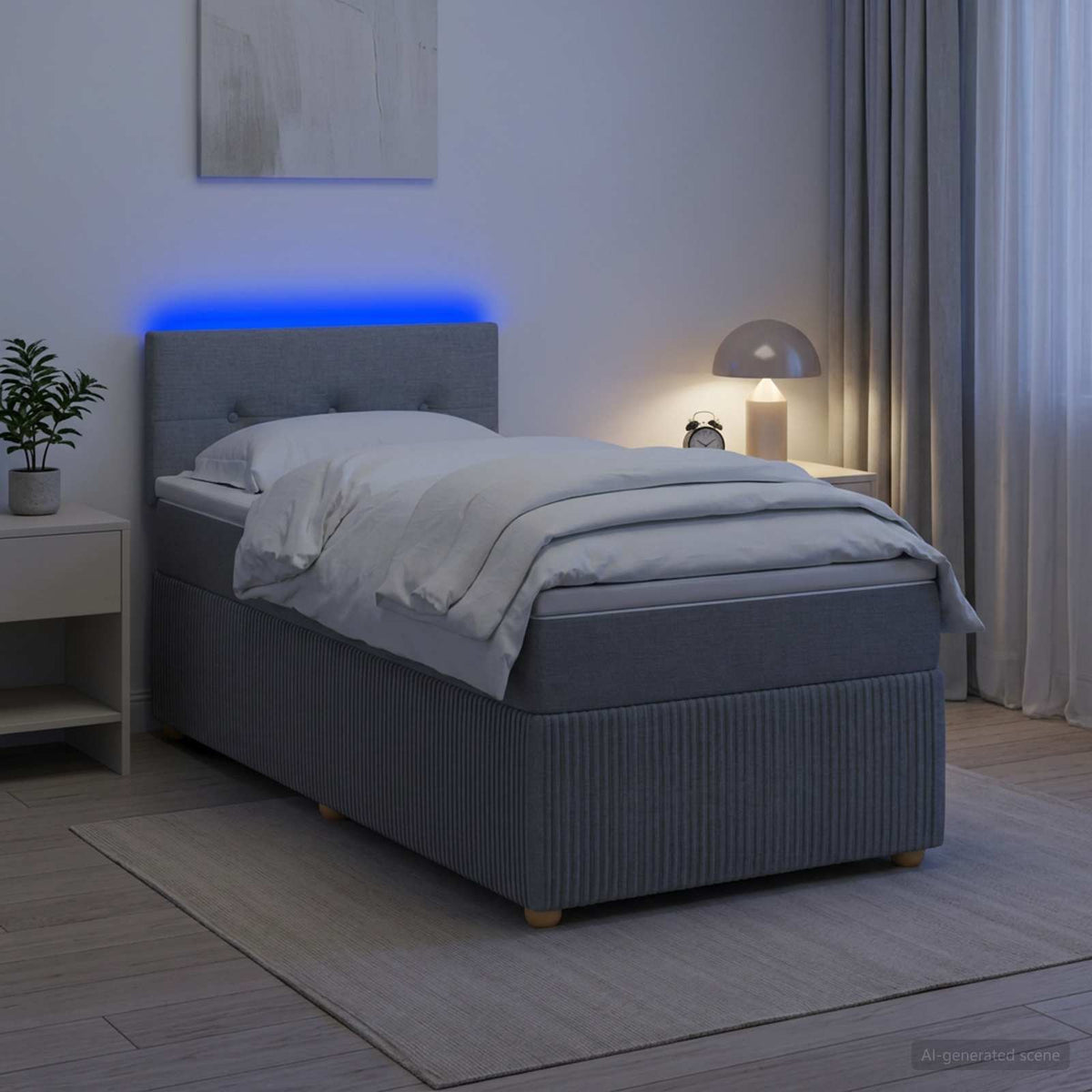 Boxspringbed met matras Lichtgrijs 100 x 200 cm Stof is nu te koop bij PeponiXL, paradijselijk wonen!