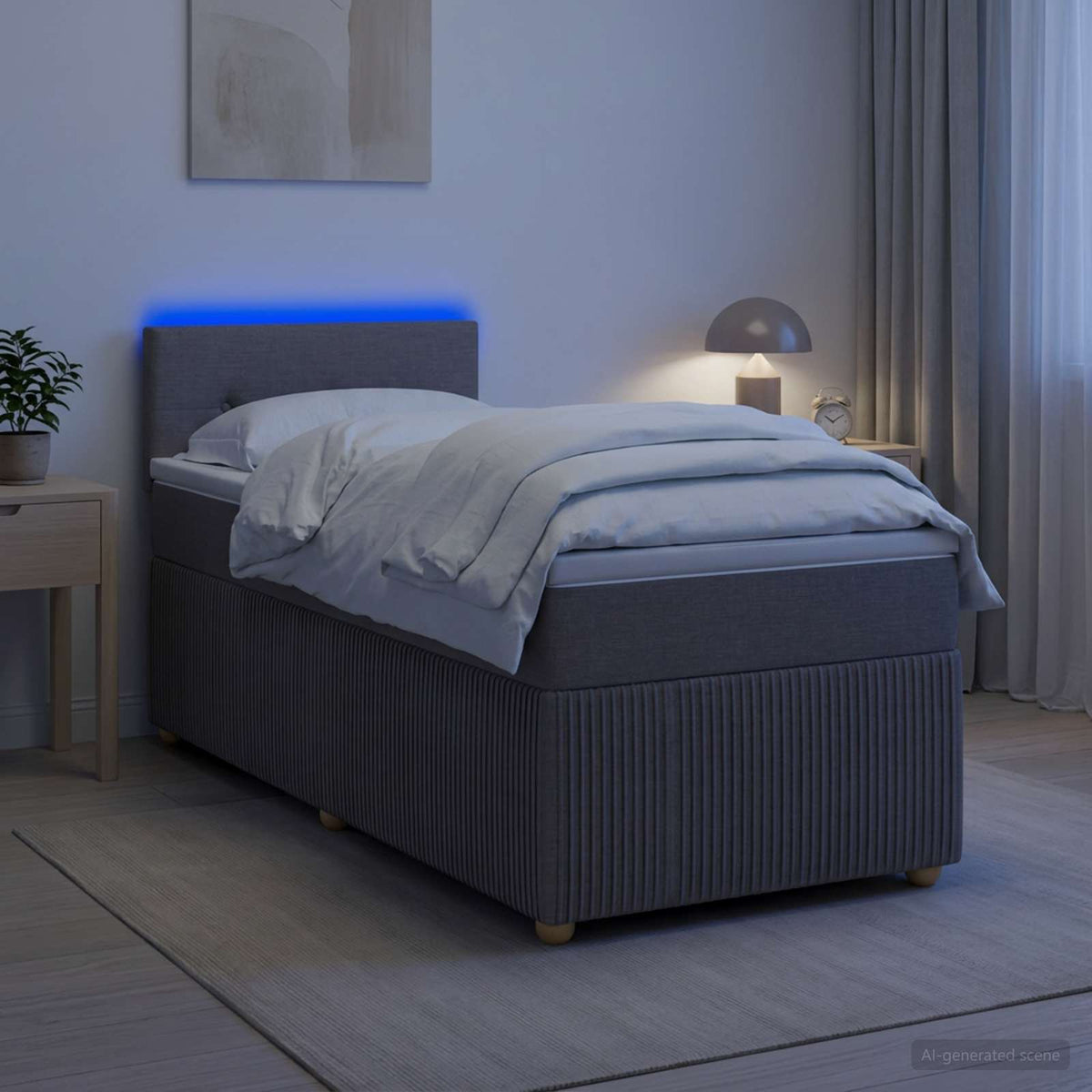 Boxspringbed met matras met hoofdeinde Taupe 90 x 200 cm Stof is nu te koop bij PeponiXL, paradijselijk wonen!