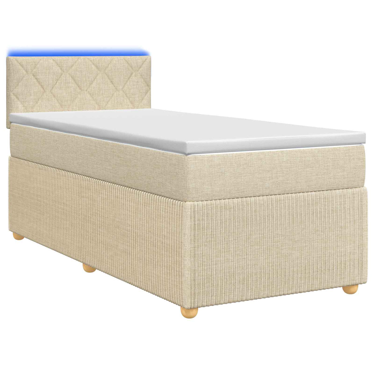 Boxspringbed met matras Crèmekleurig 90 x 200 cm Stof is nu te koop bij PeponiXL, paradijselijk wonen!
