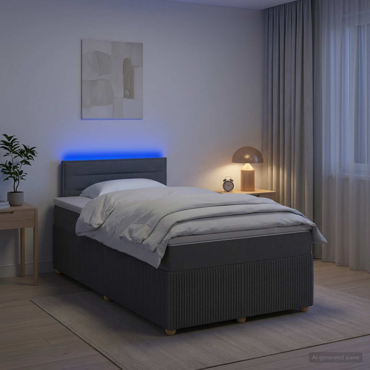 Boxspringbed met matras Donkergrijs 120 x 200 cm Stof is nu te koop bij PeponiXL, paradijselijk wonen!