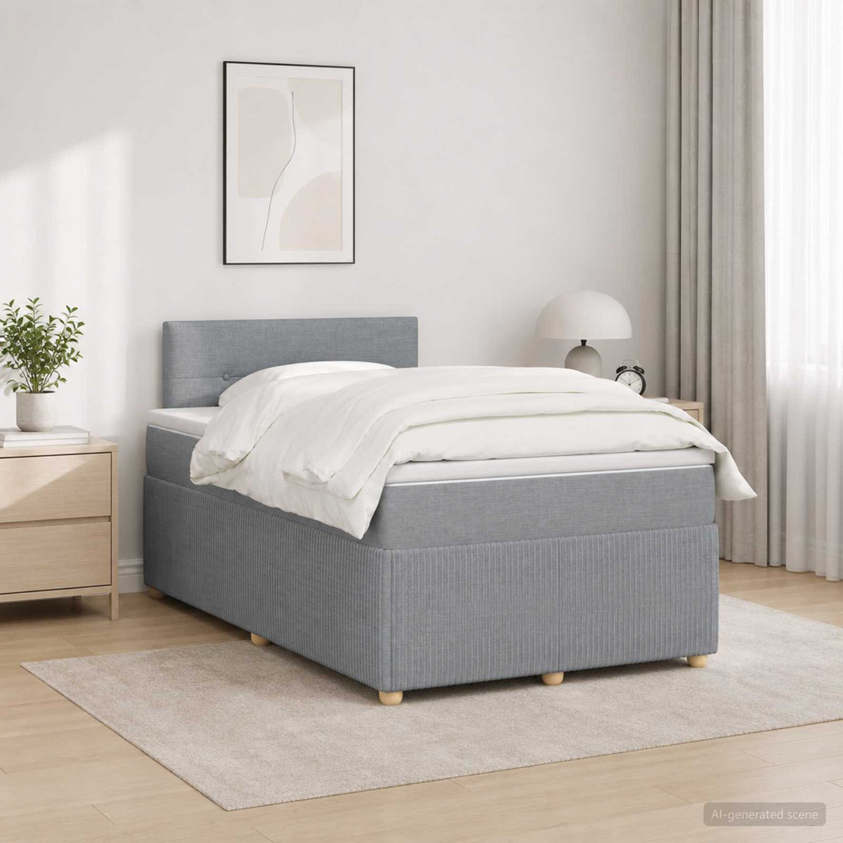 Boxspringbed met matras Lichtgrijs 120 x 200 cm Stof is nu te koop bij PeponiXL, paradijselijk wonen!