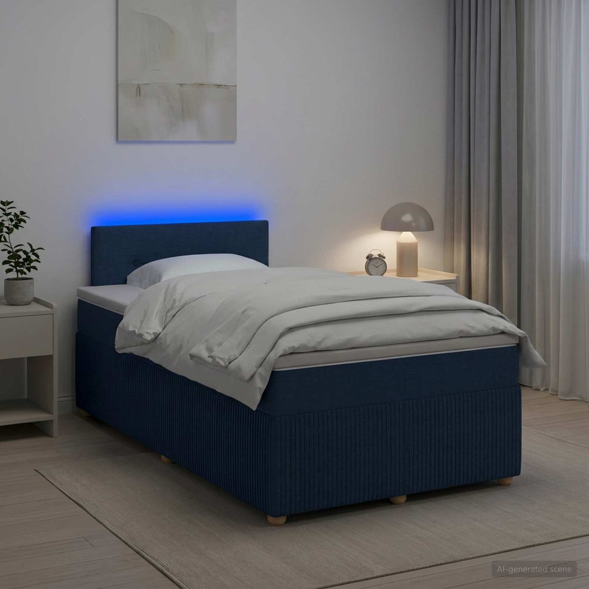 Boxspringbed met matras met hoofdeinde Blauw 120 x 200 cm Stof is nu te koop bij PeponiXL, paradijselijk wonen!