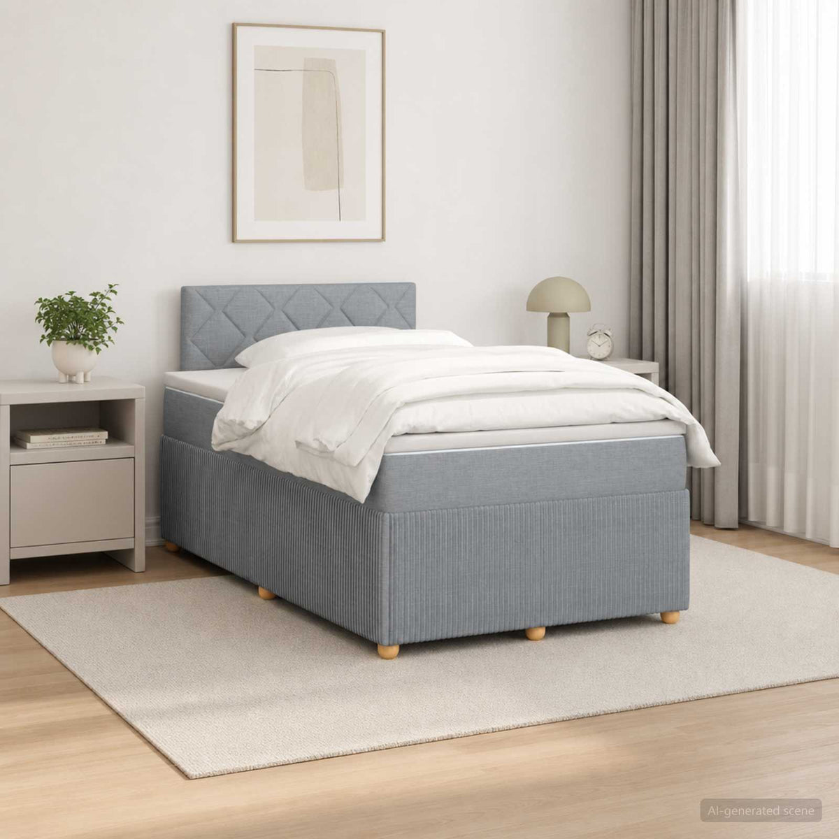 Boxspringbed met matras Lichtgrijs 120 x 200 cm Stof is nu te koop bij PeponiXL, paradijselijk wonen!