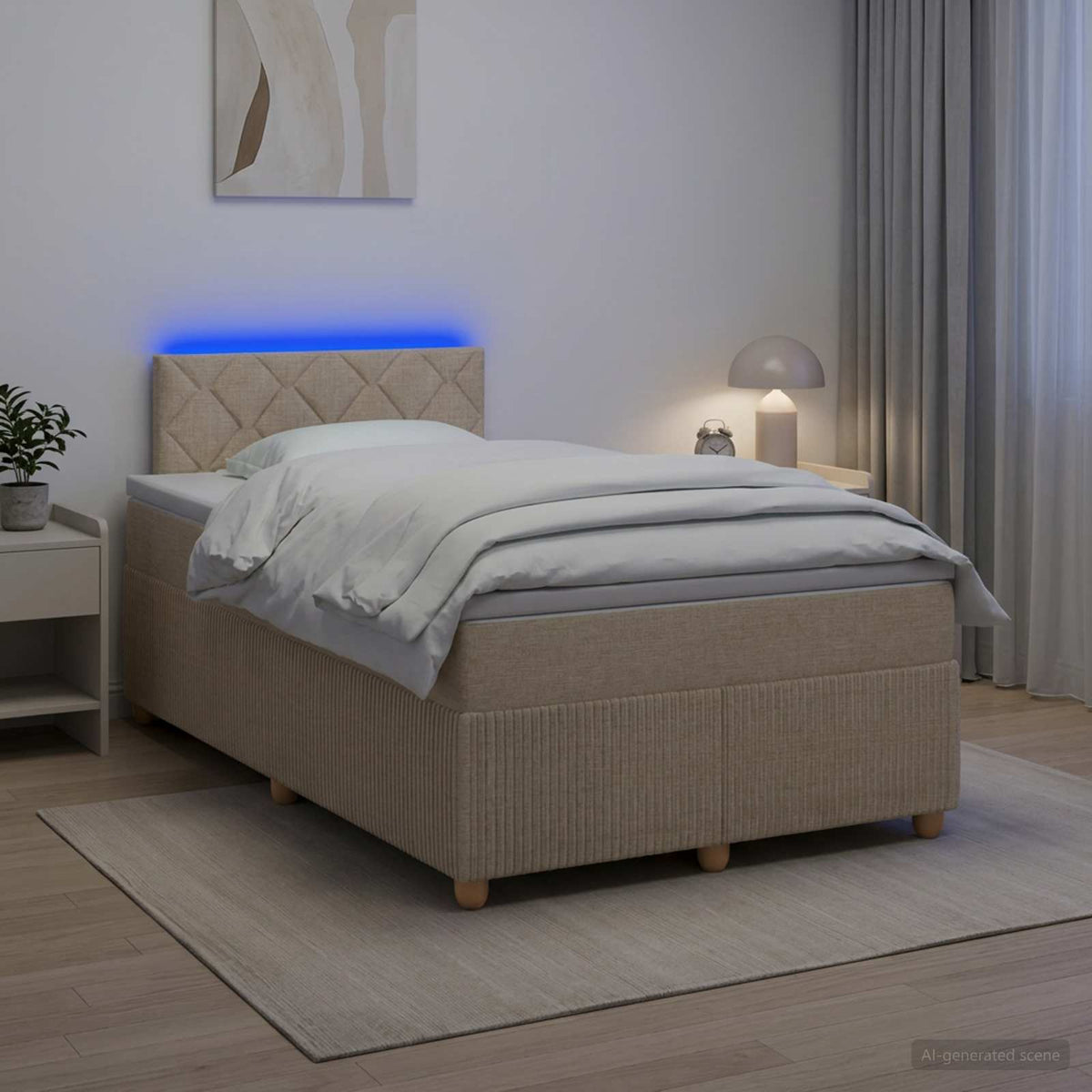 Boxspringbed met matras Crèmekleurig 120 x 190 cm Stof is nu te koop bij PeponiXL, paradijselijk wonen!