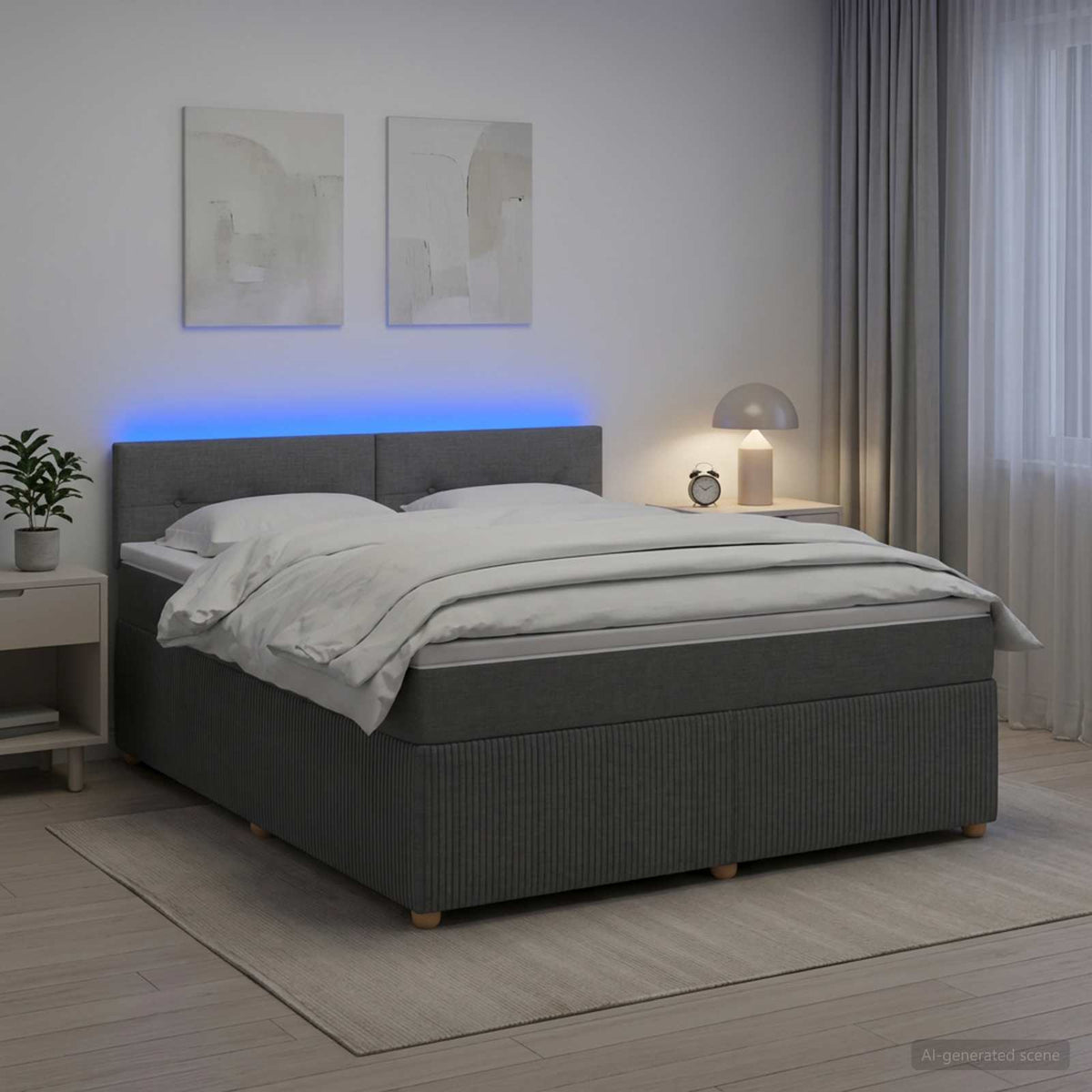 Boxspringbed met matras Donkergrijs 180 x 200 cm Stof is nu te koop bij PeponiXL, paradijselijk wonen!