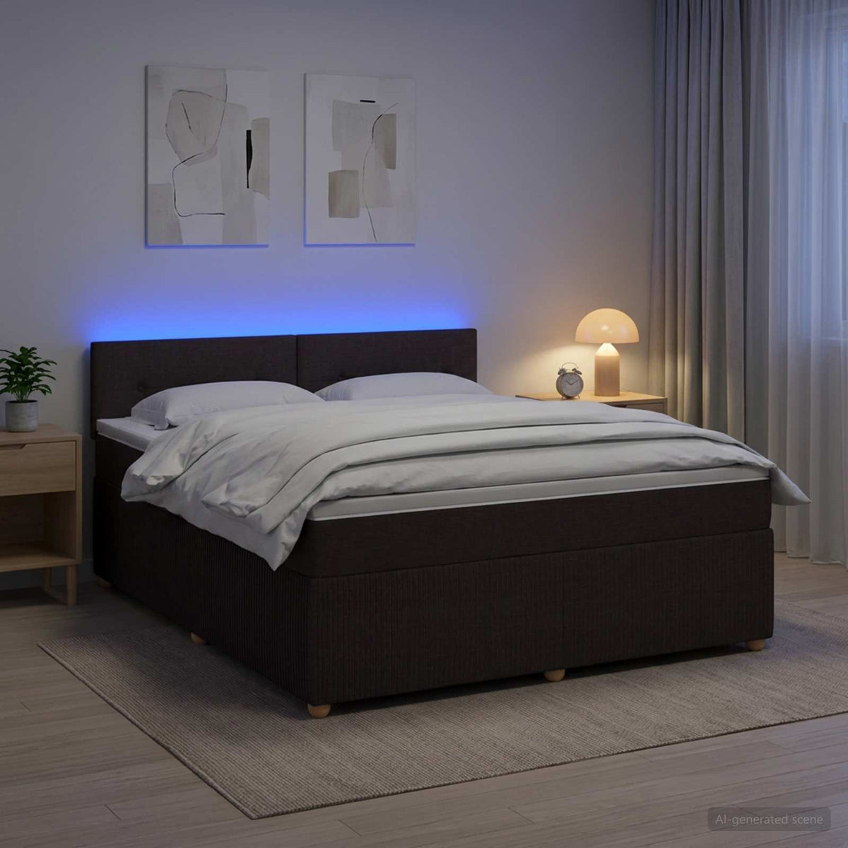 vidaXL Boxspringbed met matras Donkerbruin 180 x 200 cm Stof